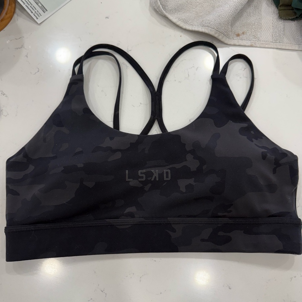 LSKD Women's Charcoal Camo Sports Bra